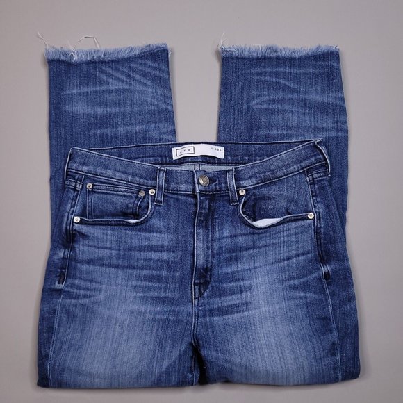 AYR The Bomb Pop Jeans Cropped Raw Hem Straight Leg Preppy Size 33S 33x24 - Picture 3 of 8